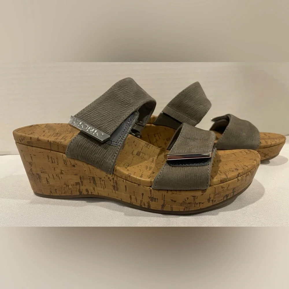 VIONIC Atlantic Pepper Ruched Slate Gray Wedge Heels Women’s Size 6